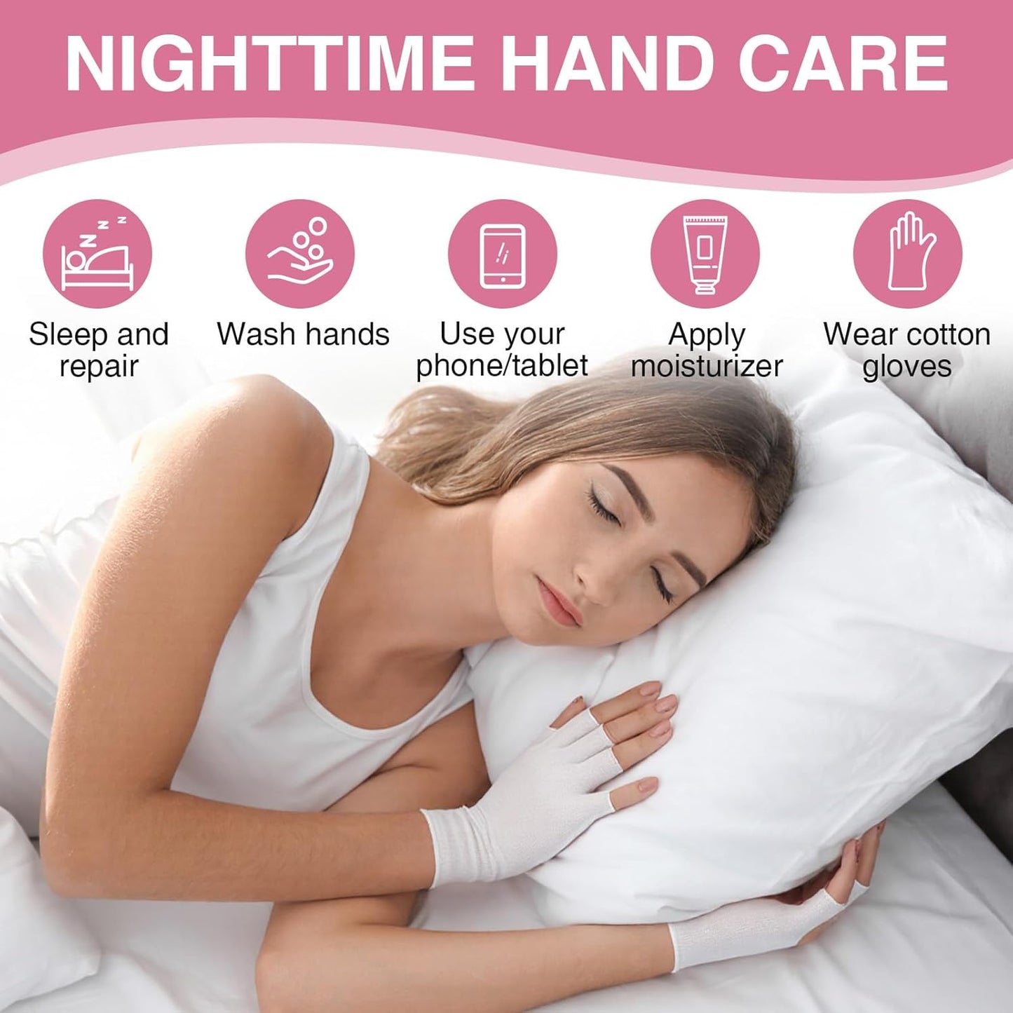 8 Pairs White Cotton Fingerless Gloves Moisturizing Night, Uv Sun Protection Gloves for Driving