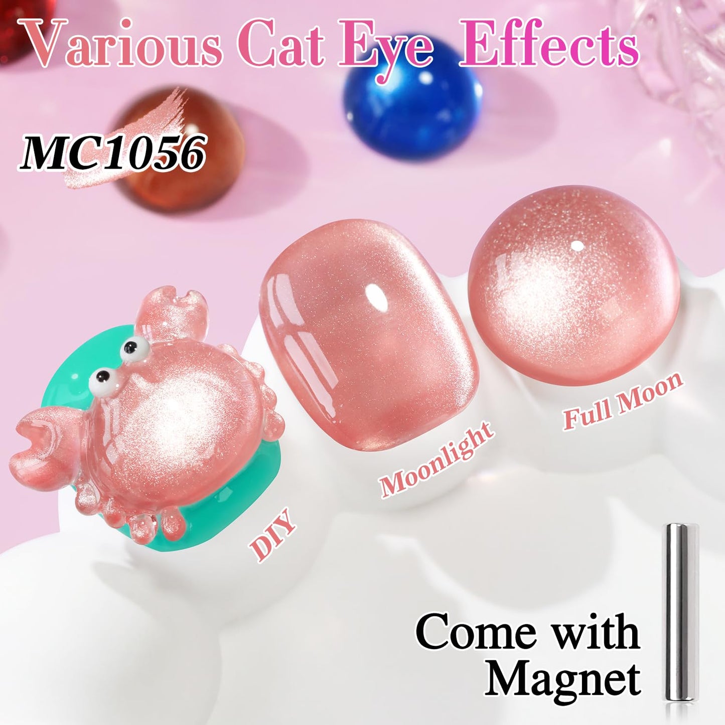Double Rhythm 0.5 OZ Cat Eye Gel Polish with Magnet 15ML Holographic Glitter Shimmer Translucent Jelly Color Magnetic Polish Salon DIY at Home (MC1056)