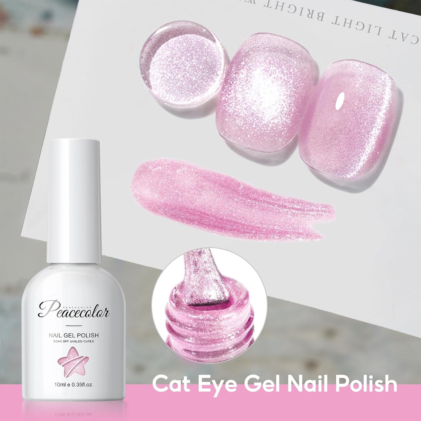 Cat Eye Gel Nail Polish Set 6 Colors Glassy Milky Nude Pink Glitter Transparent Jelly Cateye Magnetic Kit Salon at Home DIY Gifts for Women