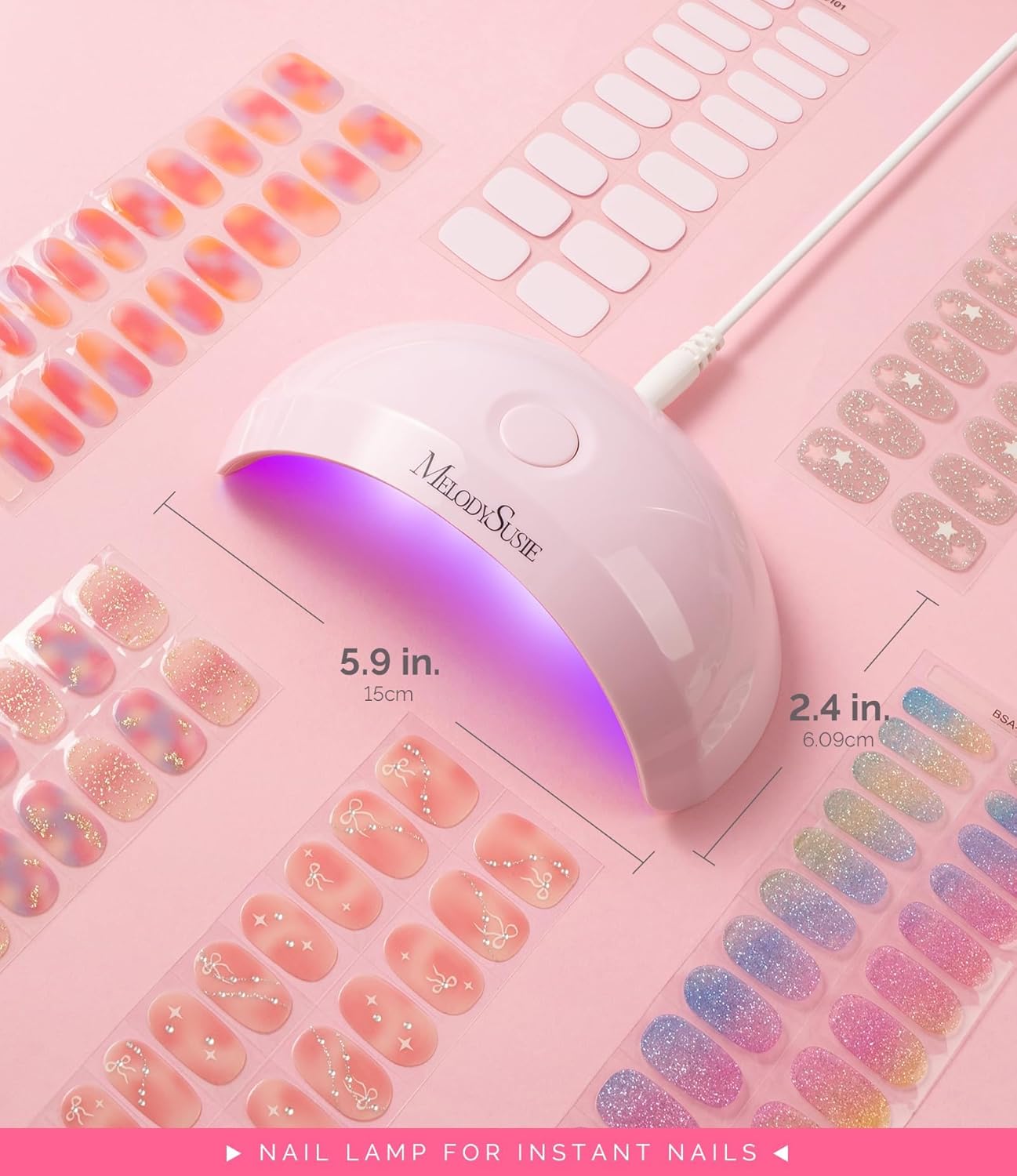 MelodySusie Starter-Friendly LED UV Nail Lamp with 2 Timers, Pocket-Sized for Handheld & Desktop Use, P-art04 UV Light for Gel Nail Especially Instant Nails, Base/top Coat & Half-Cured Gel (Pink)