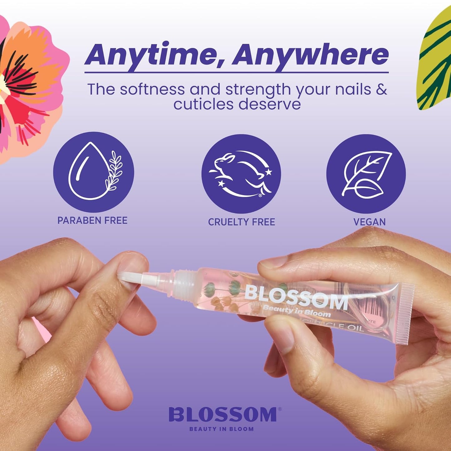 Blossom Cuticle Oil Pen for Nails, On the Mend Scented Travel Nail Oil for Growth and Strength, Infused with Real Flowers 0.34oz, Honeysuckle