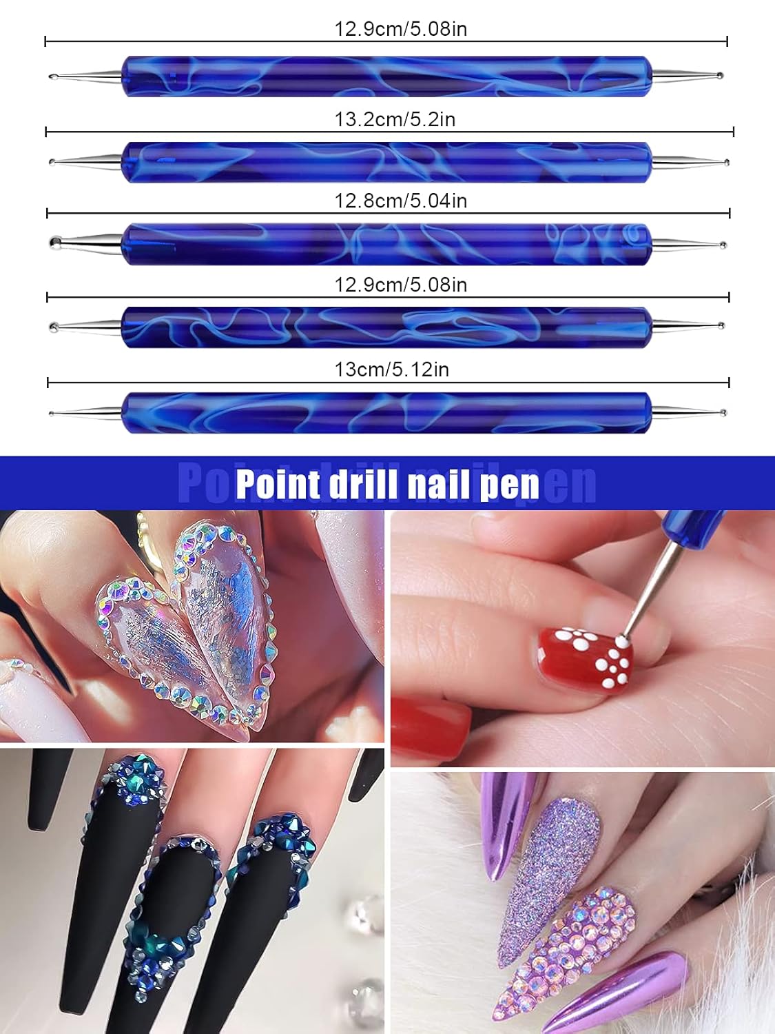 TOROKOM 19Pcs Nail Art Brushes Acrylic Brushes for Nails Art Application Set with Nail Polish Brushes, Nail Design Brushes, Double Ended Dotting Tools, Nail Dust Brush