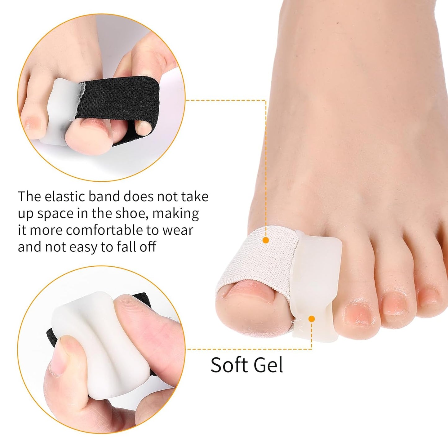 8 Pcs Gel Toe Separators Foot Toe Spacers Corrector Silicone Spreader for Bunions Overlapping Toes Pedicures Nail Art Tools for Men and Women