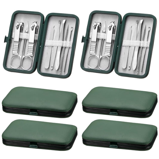 Hanaive 6 Set Manicure Set 48Pcs Nail Clippers Pedicure Kit 8 in 1 Stainless Steel Grooming Kit Professional Nail Care Tools with Luxurious Travel Case for Men Women Gift(Green)