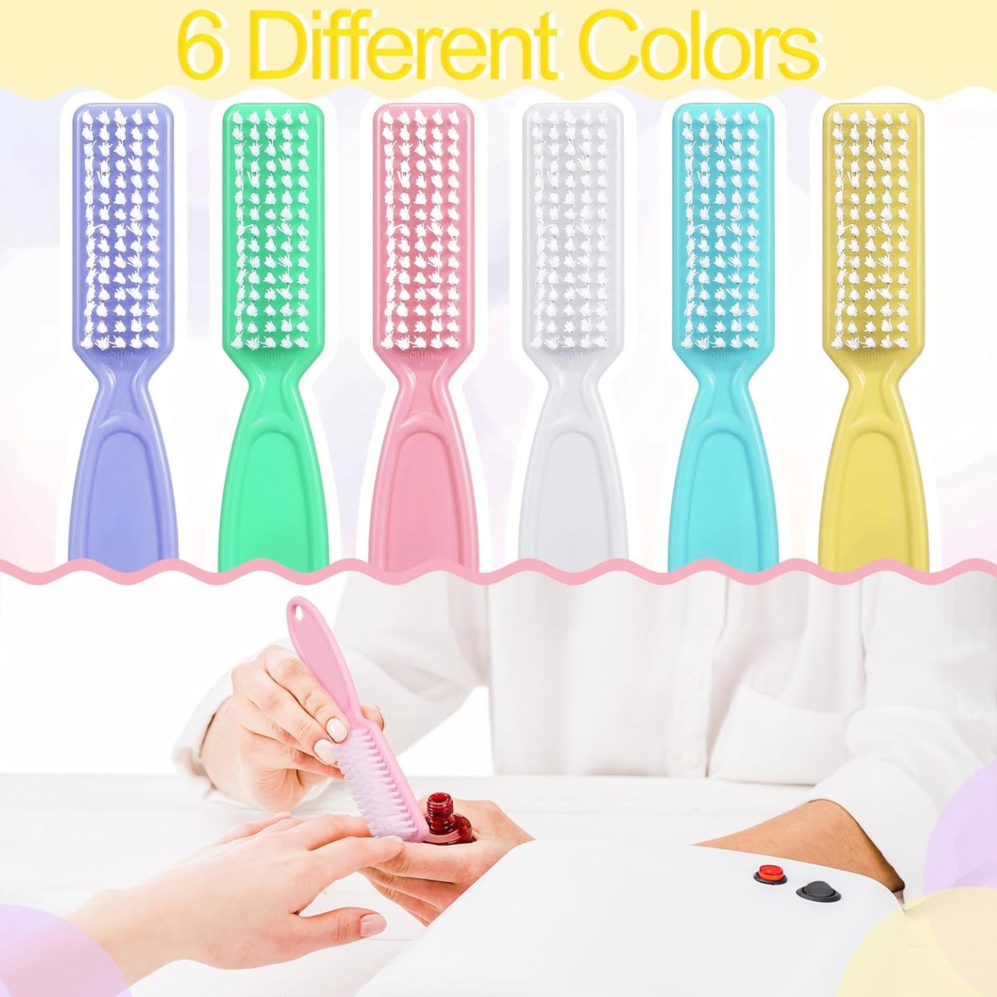Mifoci 120 Pcs Handle Grip Nail Brush for Cleaning Fingernails Cleaner Scrub Brush Bulk Hand Cleaning Brushes Soft Stiff Bristles Pedicure Manicure Tools for Nail and Toe (Macaron Color)