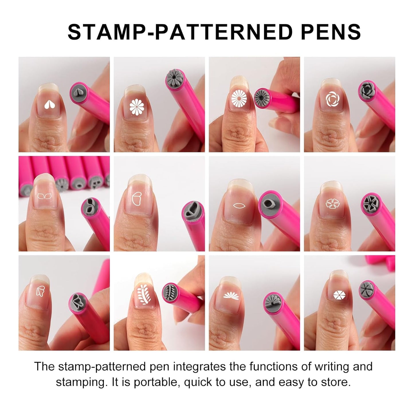 WOKOTO 15pcs Flower Designs Nail Art Stamp Pen Set, Flower Butterfly Leaf Nail Stamper Tools For Women Various Pattern Nail Stamping Pens, Nail Design Stamp Ideal For Home DIY Stamper Nails Kit