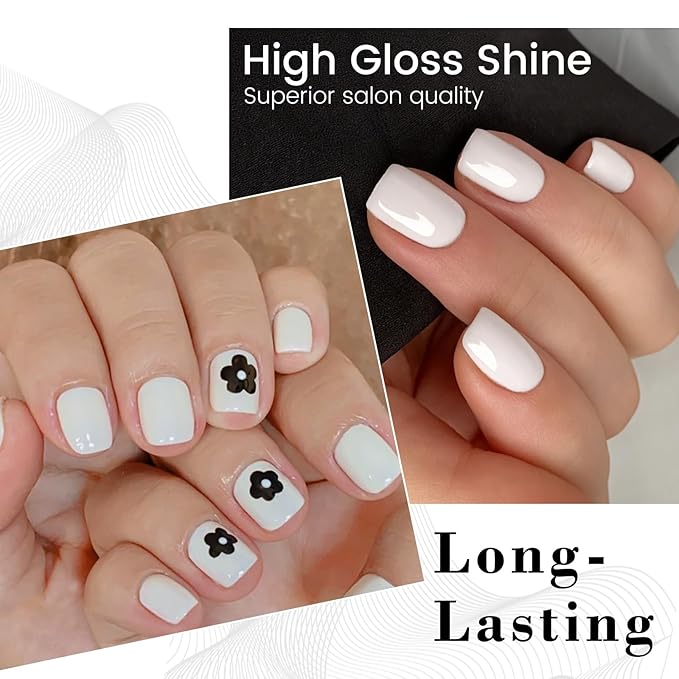 HEMA-Free Gel Polish Kit - 2Pcs 18 ML White & Black Gel Nail Polish Set for French Tip Nail Art Salon DIY Manicure at Home, Soak Off U V Light Cure