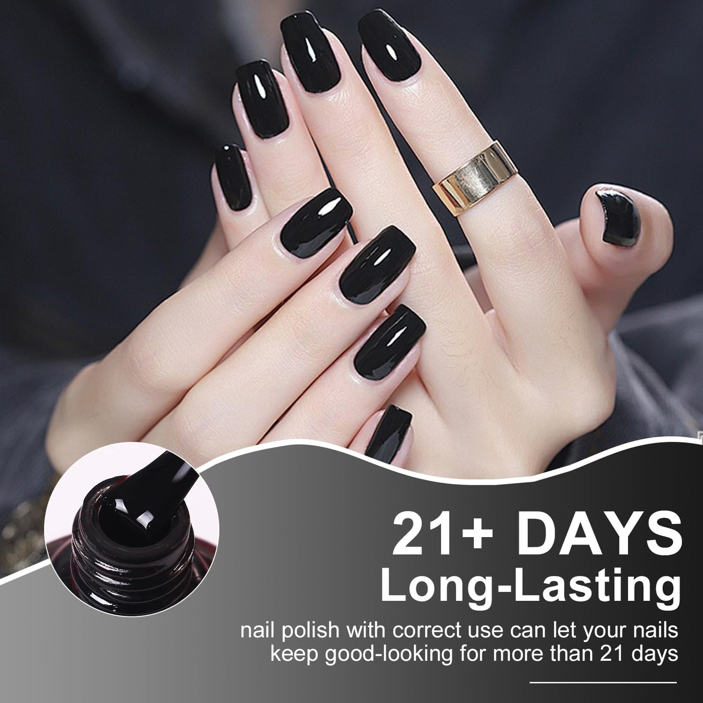 Major Dijit Quick Air Dry Nail Polish Black Regular Nail Polish Non UV Gel Hema 0.34 fl oz.