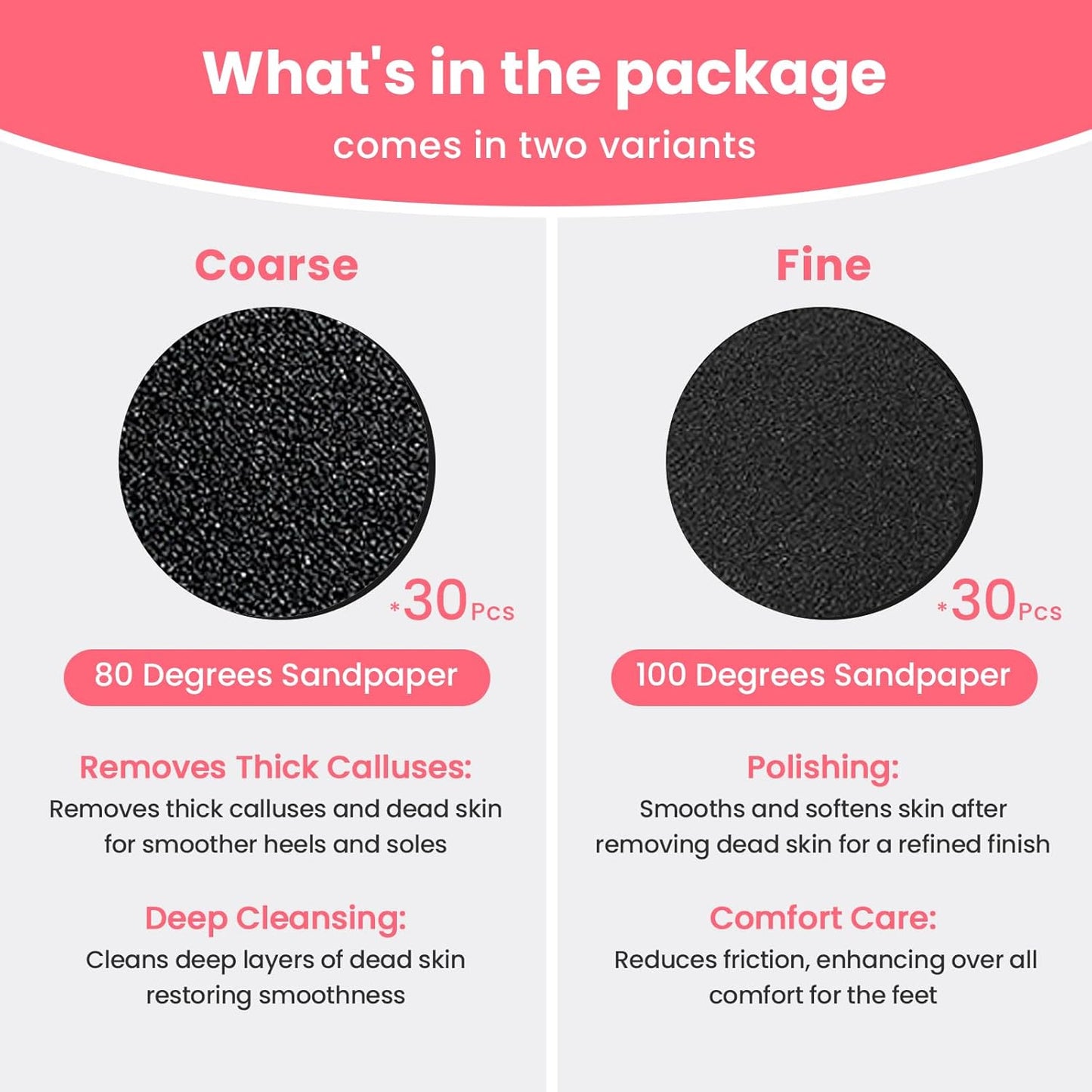 60 Pcs Sandpaper Set 1.7'' x 1.7'' for Electric Foot Callus Remover,Pedicure Disc,Sander Discs Replace Set