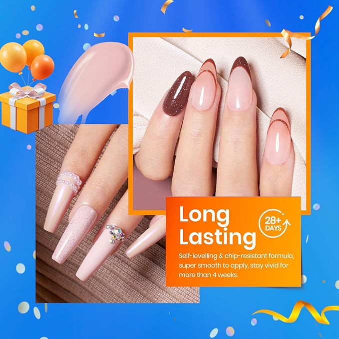 beetles Fall Gel Polish Set - Skin Tones Collection Nude Brown 6 Colors Gel, Polka Dot Nails Design Neutral Polish Soak off Uv Led Lamp Needed Manicure Diy Home
