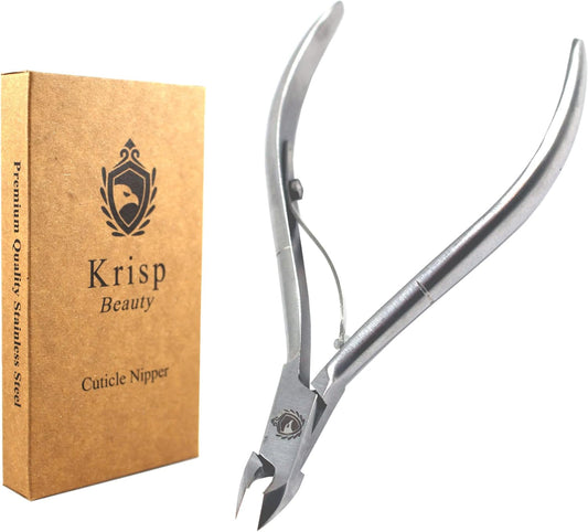 Cuticle Trimmer - Professional Nail Cuticle Nippers Cuticle Remover Cuticle Cutter Scissors Sharp Blades 3/4 Jaw Clippers Stainless Steel Manicure Pedicure Tools Fingernails Toenails by Krisp Beauty