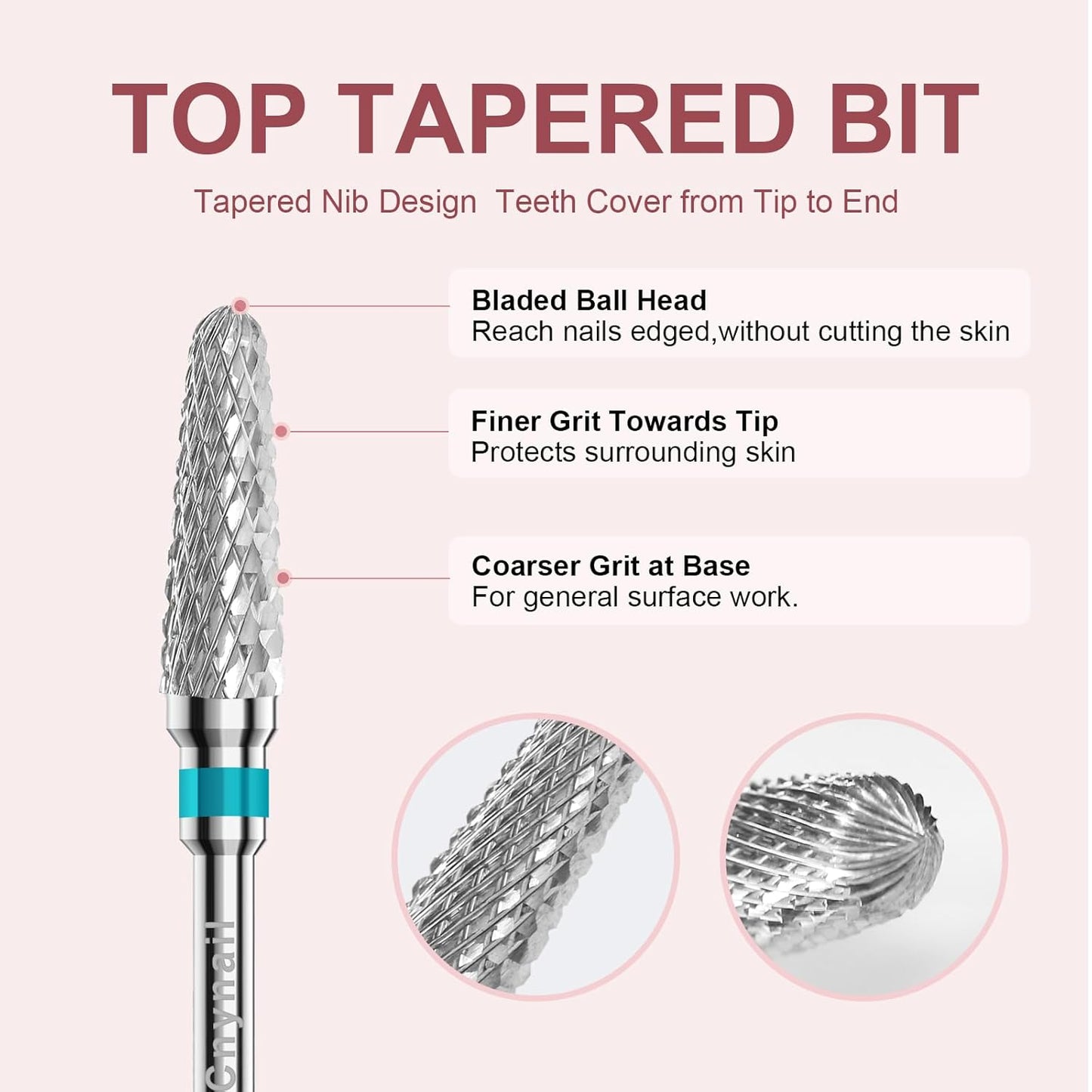 3/32" 2PCS Clean Cone Bits Medium Grit Carbide Cuticle Cleaner Bit for Electric Nail Drills – Professional Manicure Tool for Nail Salons and Home Use (M Grit. Silver)