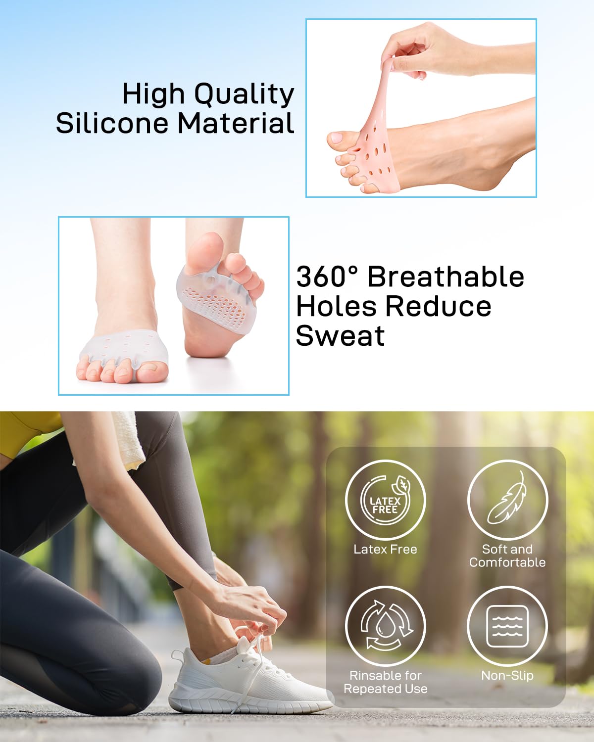 4 Pairs Silicone Toe Spacers Separators for Women Men Bunion Corrector, Hammertoe Straightener, Breathable Metatarsal Foot Support Pads Toe Cushions for Pain Relief (Beige and Clear)