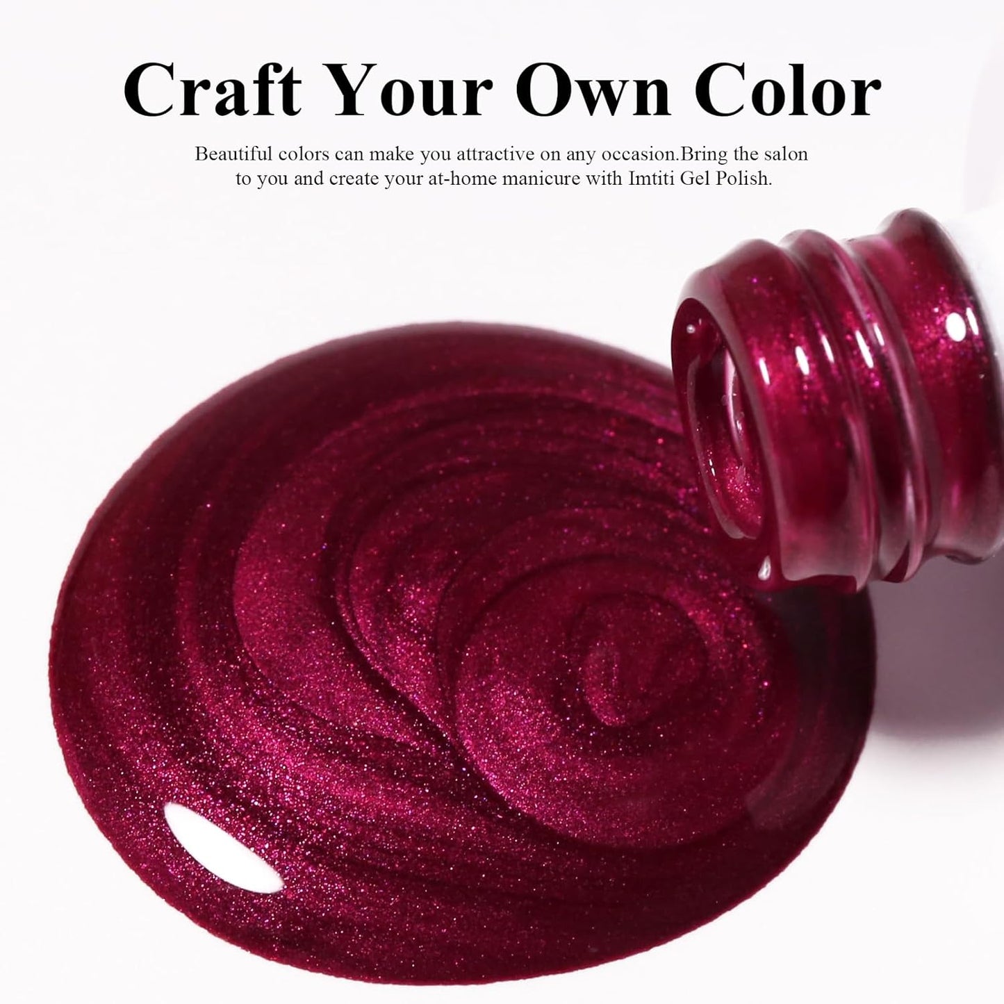 Imtiti Pearl Gel Nail Polish,0.5 Fl Oz Red Glitter Drawing Gel Polish Shell Thread Shimmer Mermaid Nail Gel Polish Soak Off UV LED for Home DIY Nail Art Manicure Salon