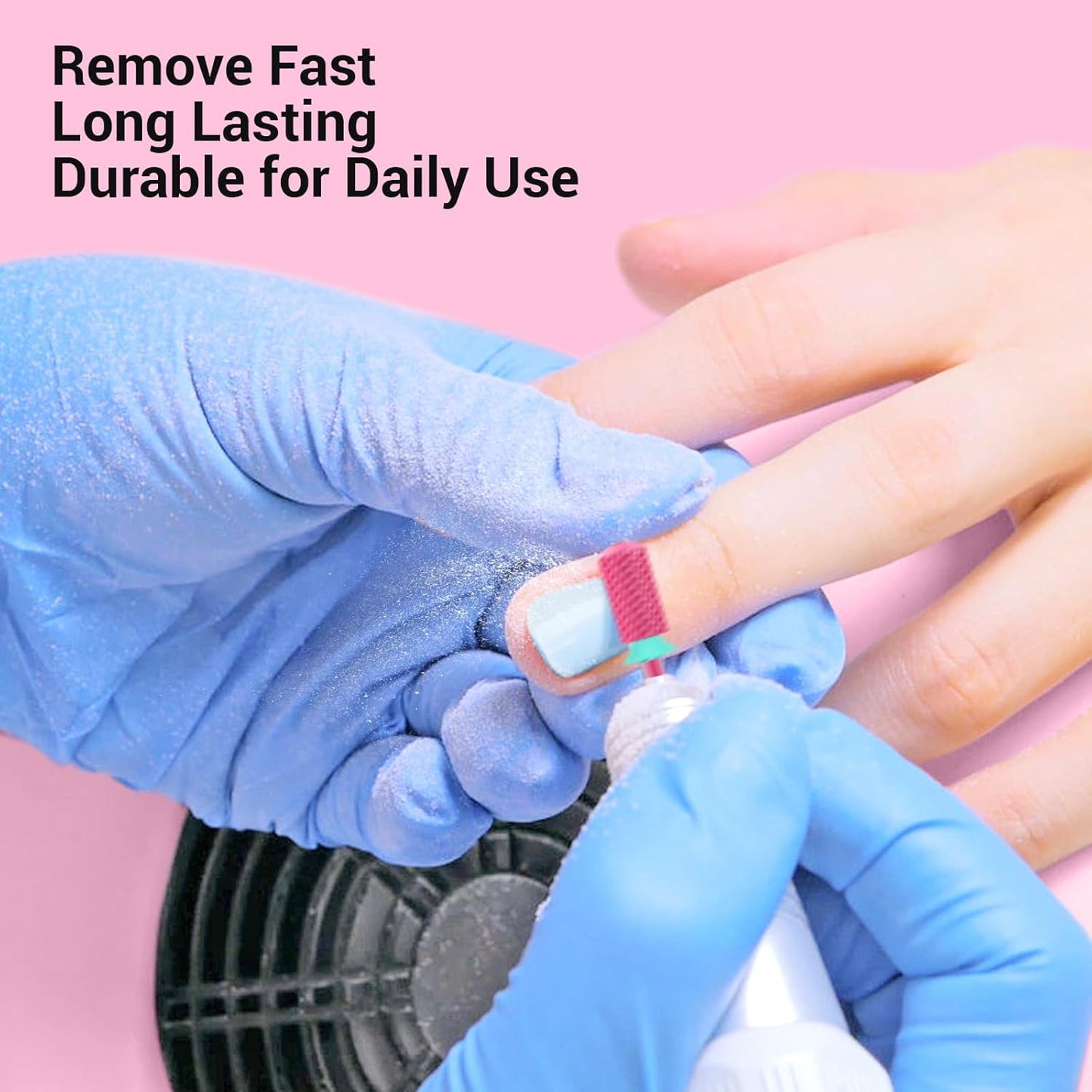MelodySusie Safety Nail Drill Bits, 3/32'' Smooth Round Top Large Barrel Carbide Bits, Suitable for Manicure Pedicure Cuticle Gel Polishing, Beginners Bits, Pink Blossom, Series Bit-S