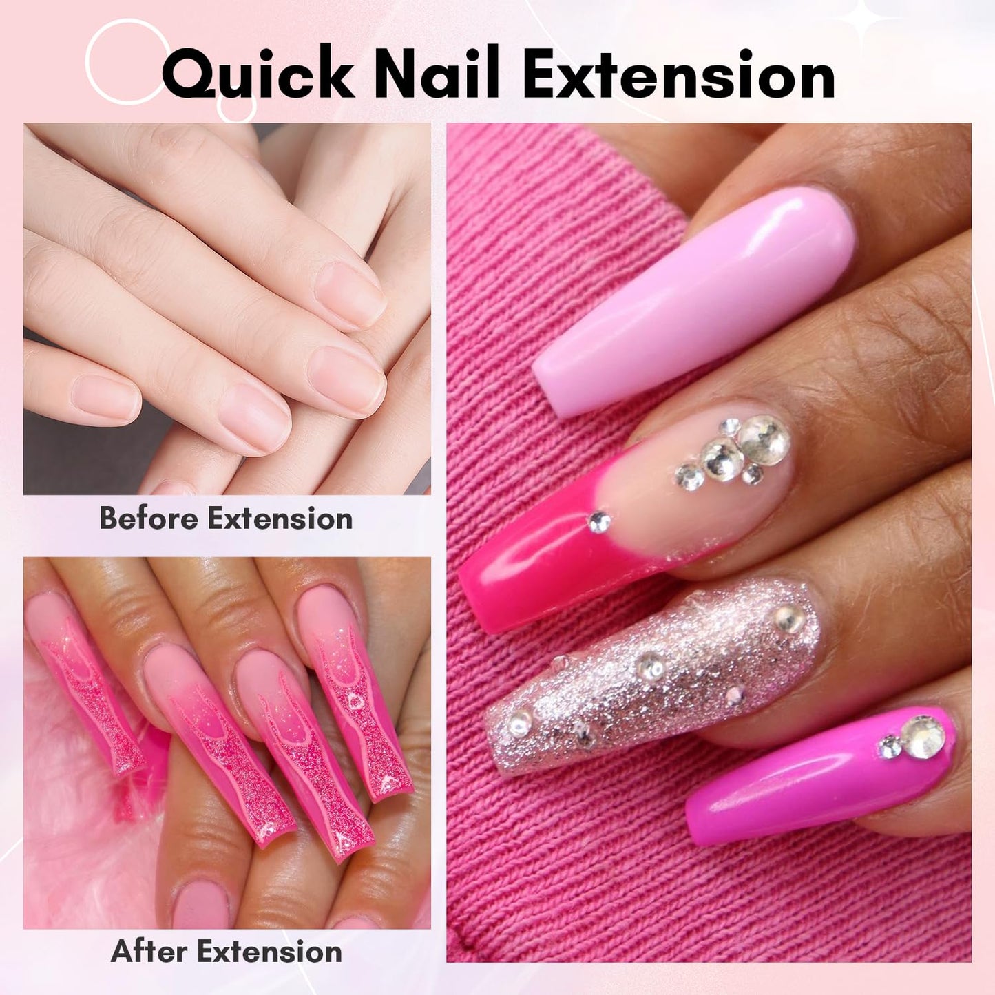 Makartt Poly Nail Gel-50ML Trendy Fondant Pink Color, Strong Builder for Extension Overlay Strengthener 3D Diy, Multifunctional, Long-lasting for Nails Manicures Home Salon