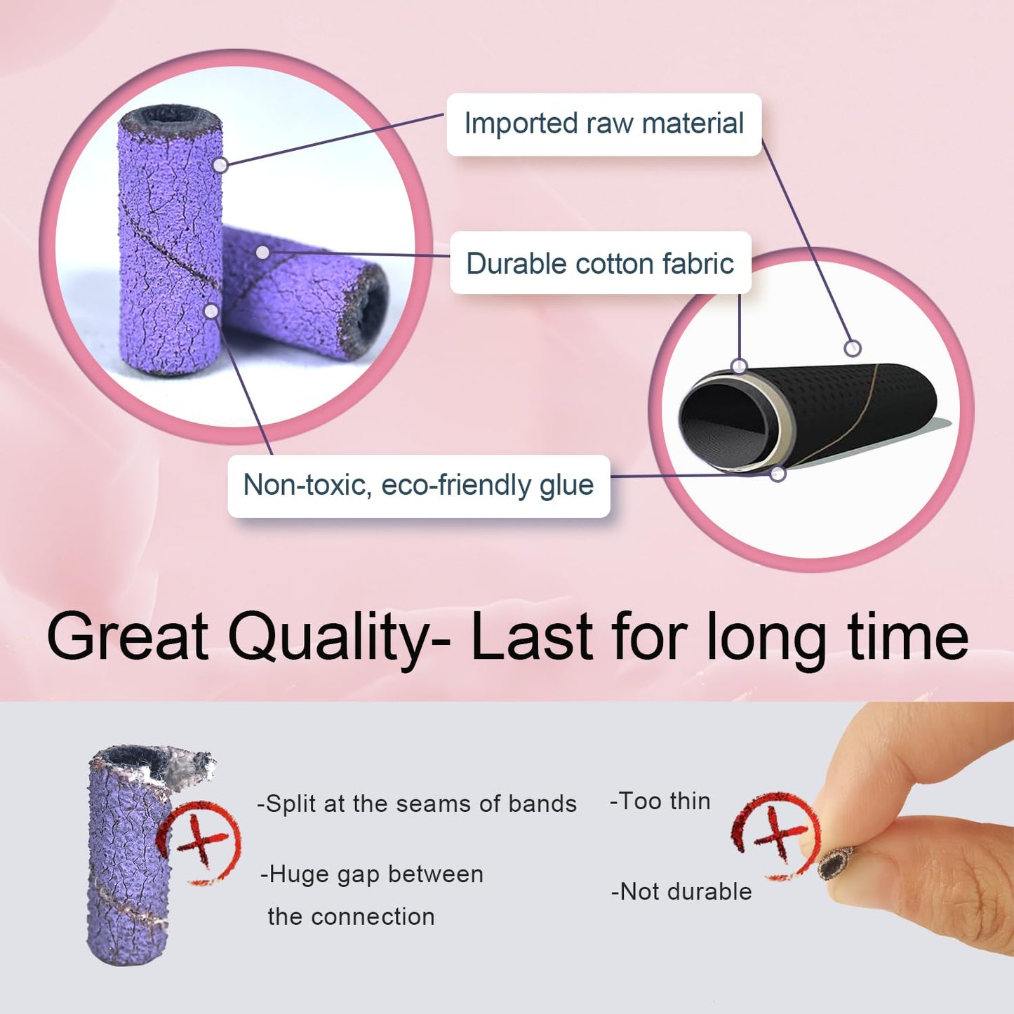 Small Sanding Bands Nail Drill Bits, Corfulra 150 Fine Grit Nail File Sanding Bands for Nail Drill with 3.1mm Mandrel Bit, 100Pcs Mini Sanding Bands for Natural Nails, Cuticles, Purple