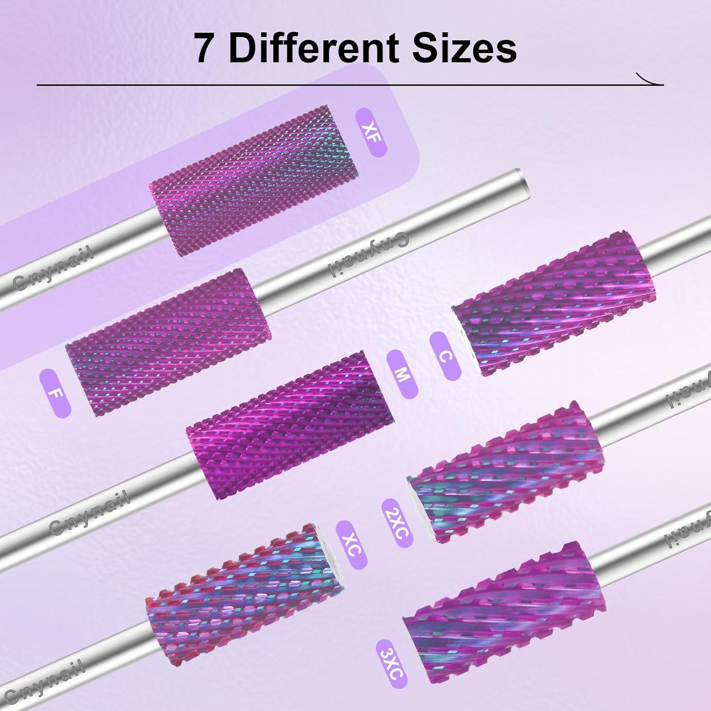 3/32" Small 5.35MM Barrel Bit Tungsten Carbide Nail Drill Bit Safety Bit for Gel & Acrylic Removal, 2- Way Rotating Efile Tip, Salon Electric File Accessory (XF Girt, Purple)