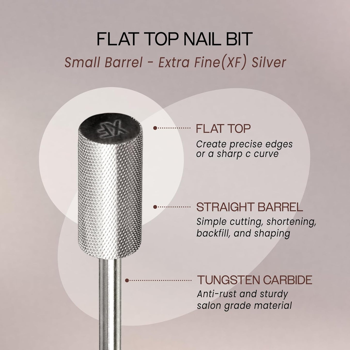 PANA Flat Top Small Barrel 3/32" Shank Size - (Silver, Extra Fine Grit) - Fast remove Acrylic or Hard Gel Nail Drill Bit for Manicure Pedicure Salon Professional or Beginner