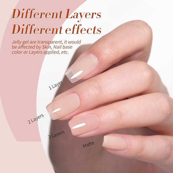 Born Pretty Gel Nail Polish Nude Pink Series,Jelly Transparent,Cat Magnetic Eye,Shimmer Glitter Holographic Nude Pink Gel Polish Kit for Salon Manicure and Nail Art DIY at Home 6Colors
