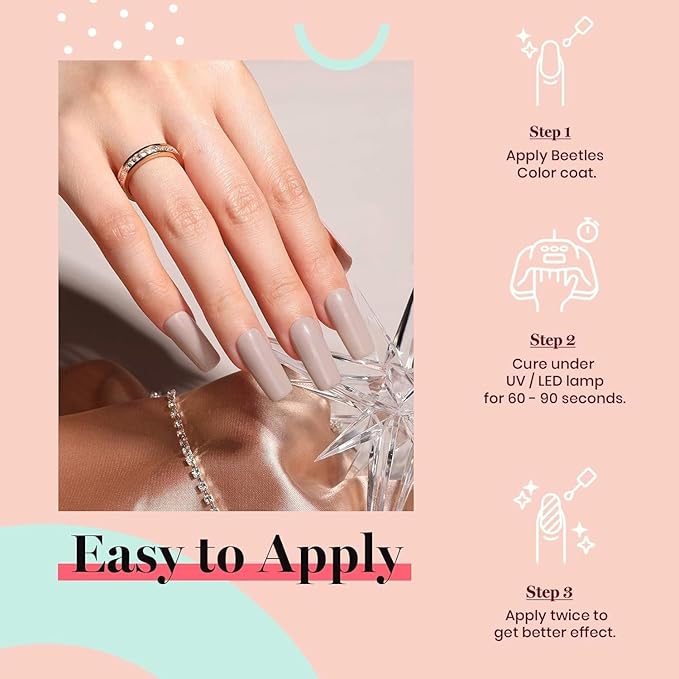 Beetles Nude Gel Nail Polish, Neutral Grey Taupe Winter Gel Polish Soak Off U V LED Nail Lamp Nail Art Manicure Salon DIY Home