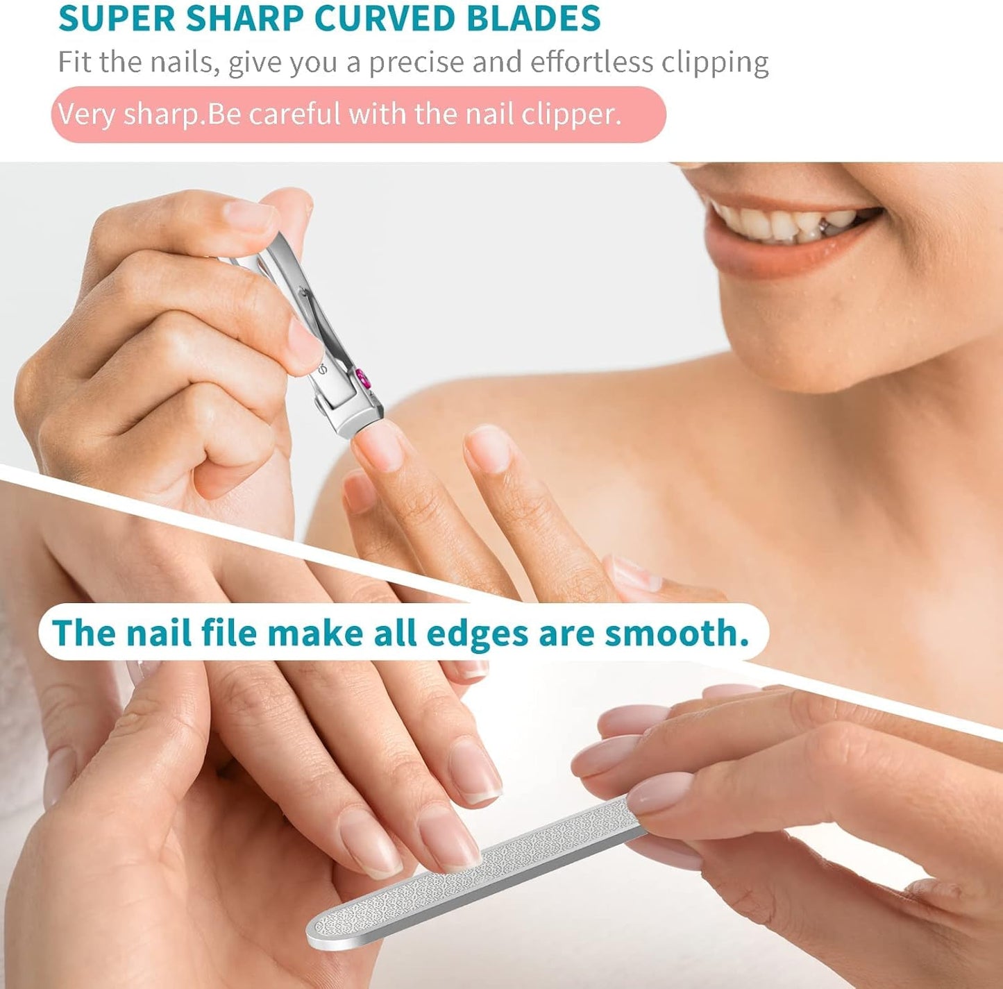 SZQHT Extra Wide Jaw Opening Nail Clippers for Thick Nails Cutter for Ingrown Toenail Clippers & Fingernails Manicure Set,Pedicure Kit,Men & Women(Silver)