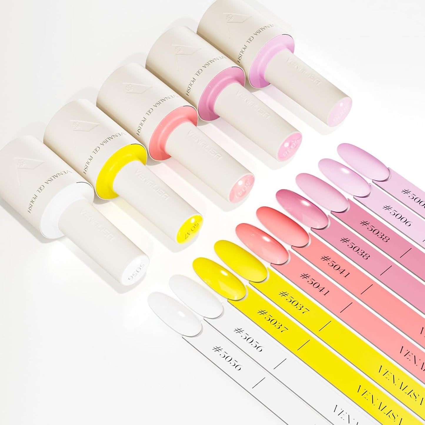 VENALISA Gel Nail Polish Set, 5 Colors 10ML Gel Polish Kit Pure White Yellow Pink Purple Color Soak Off Salon Manicure DIY at Home Nail Art For Girls Women