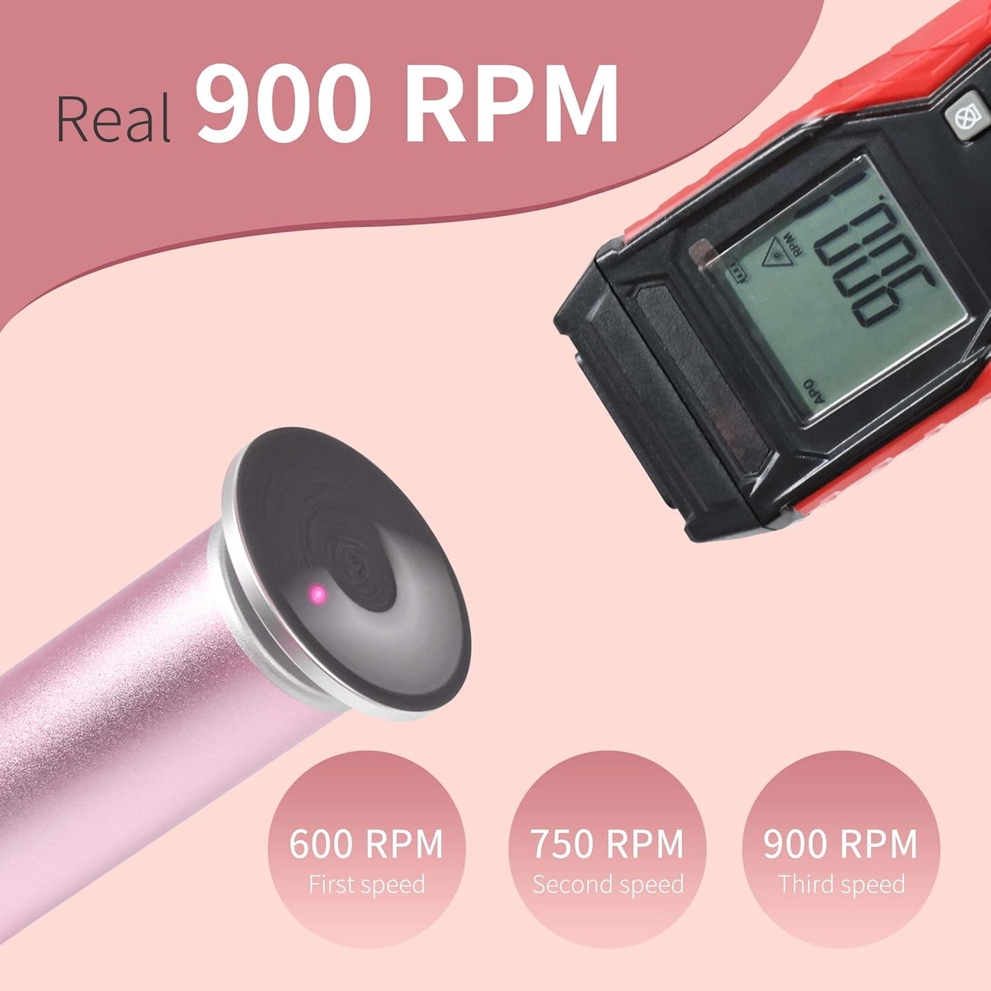 Rechargeable Electric Foot Callus Remover with 3-Sizes 120Pcs Sandpaper Discs, Professional 900RPM 3-Speed Control Aluminum Electric Foot File (E3 Rose Pink)