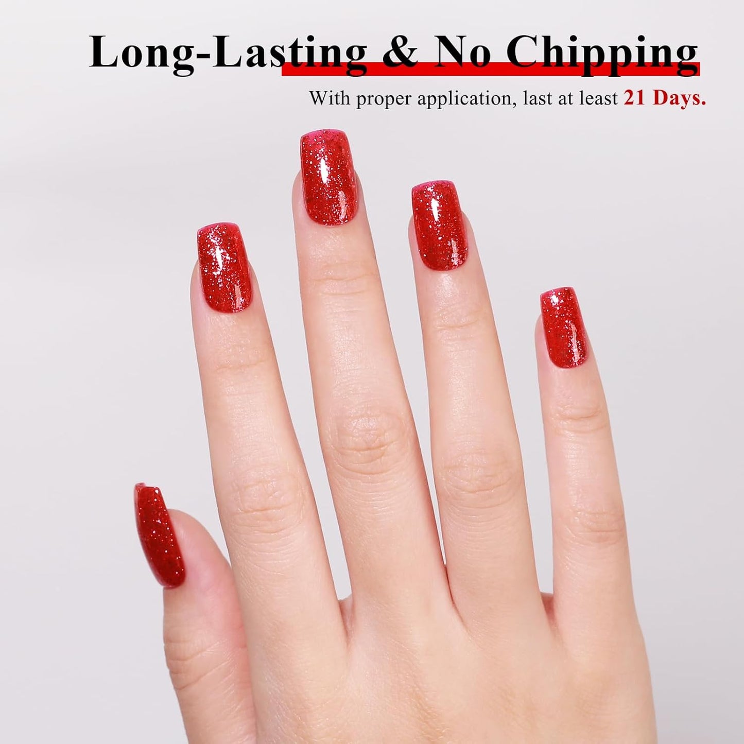Imtiti 10ml Red Glitter Gel Nail Polish Long Lasting Soak Off UV Led Christmas Red Gel Polish Salon DIY at Home Gift for Women 1Pcs