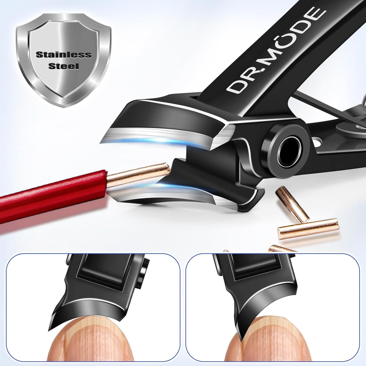 Slanted Toenail Clippers for Thick Toenails for Seniors, Heavy Duty Toe Nail Clippers for Men Thick Ingrown Nails with Wide Jaw Opening, Curved Large Fingernail Clipper Cutter -Black