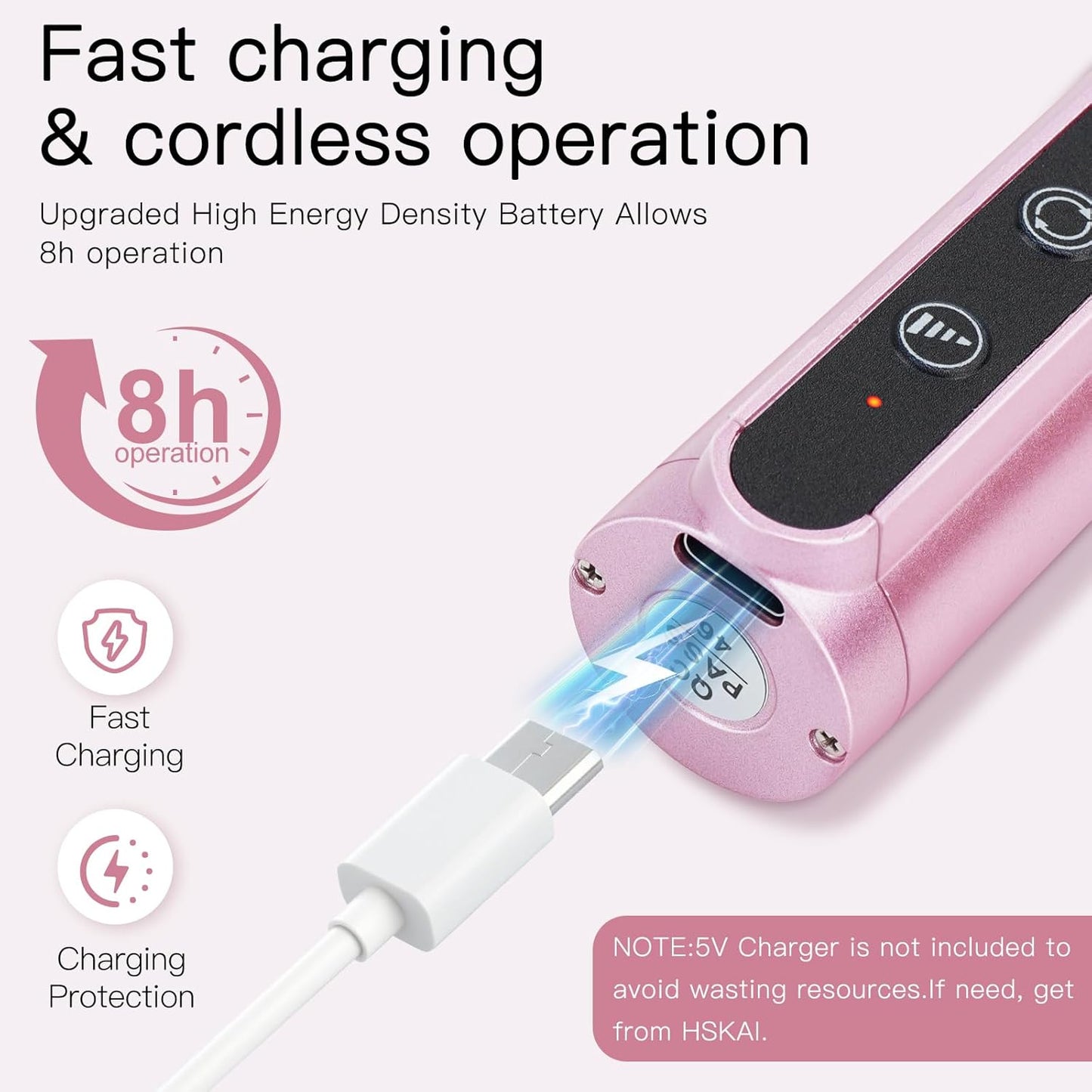 Cordless Nail Drill Kit Professional for Acrylic Gel Dip Powder Nails Portable Nail Drill Pedicure Manicure Tool Rechargeable Lightweight(Carmine)