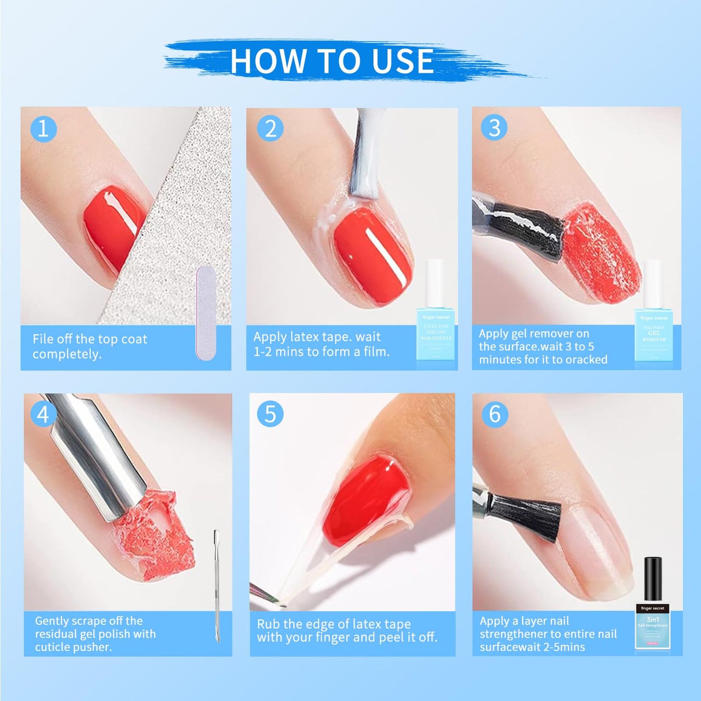 Nail Polish Gel Remover Kit- Professional Manicure Essential. Includes Latex Tape, Nail Cuticle Oil (Lavender), Nail Remover. 15ml/0.5floz.Ideal For Home Use and Salon.