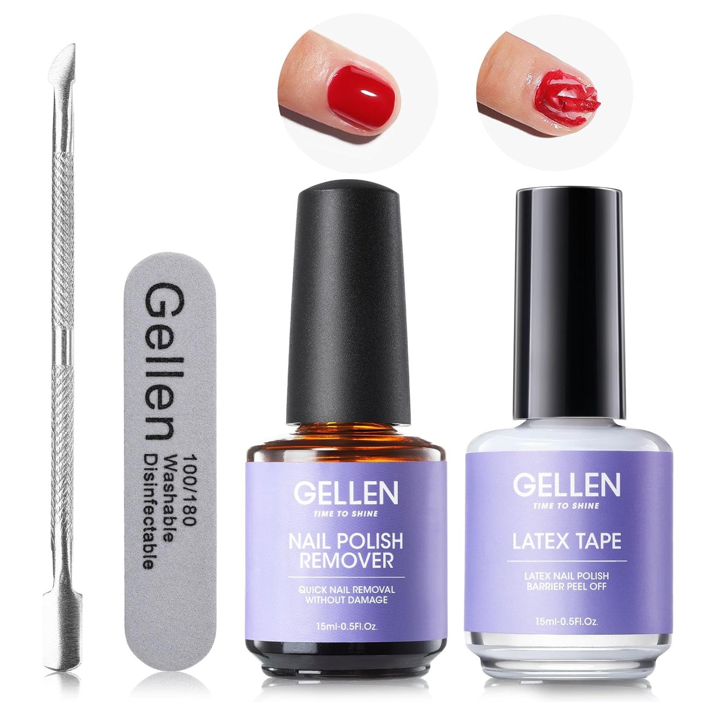 Gellen Gel Nail Polish Remover Kit, Gel Polish Remover with Liquid Latex for Nails, Quick & Easy Remover for Nails in 3-5 mins, No Need Soaking Or Wrapping