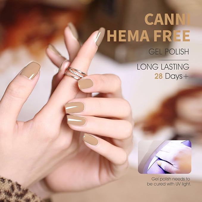 CANNI Nude Gel Nail Polish, 1Pcs Nude Gel Polish Nude Pink Color High Gloss Soak Off U V Nail Manicure Salon DIY