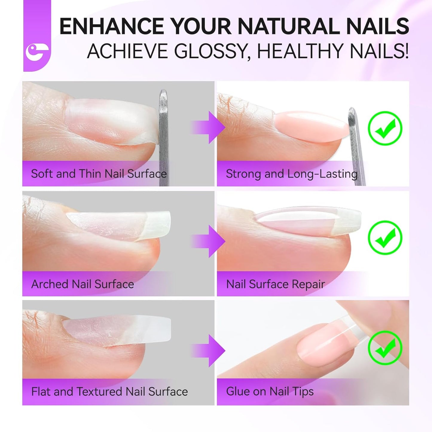 Gelike EC Pro Nail Glue & Strengthener: Nude 6-in-1 Nail Adhesive for Repair - Strengthening & Protein Repair - Perfect for Home & Salon Use 11547 - UV Needed