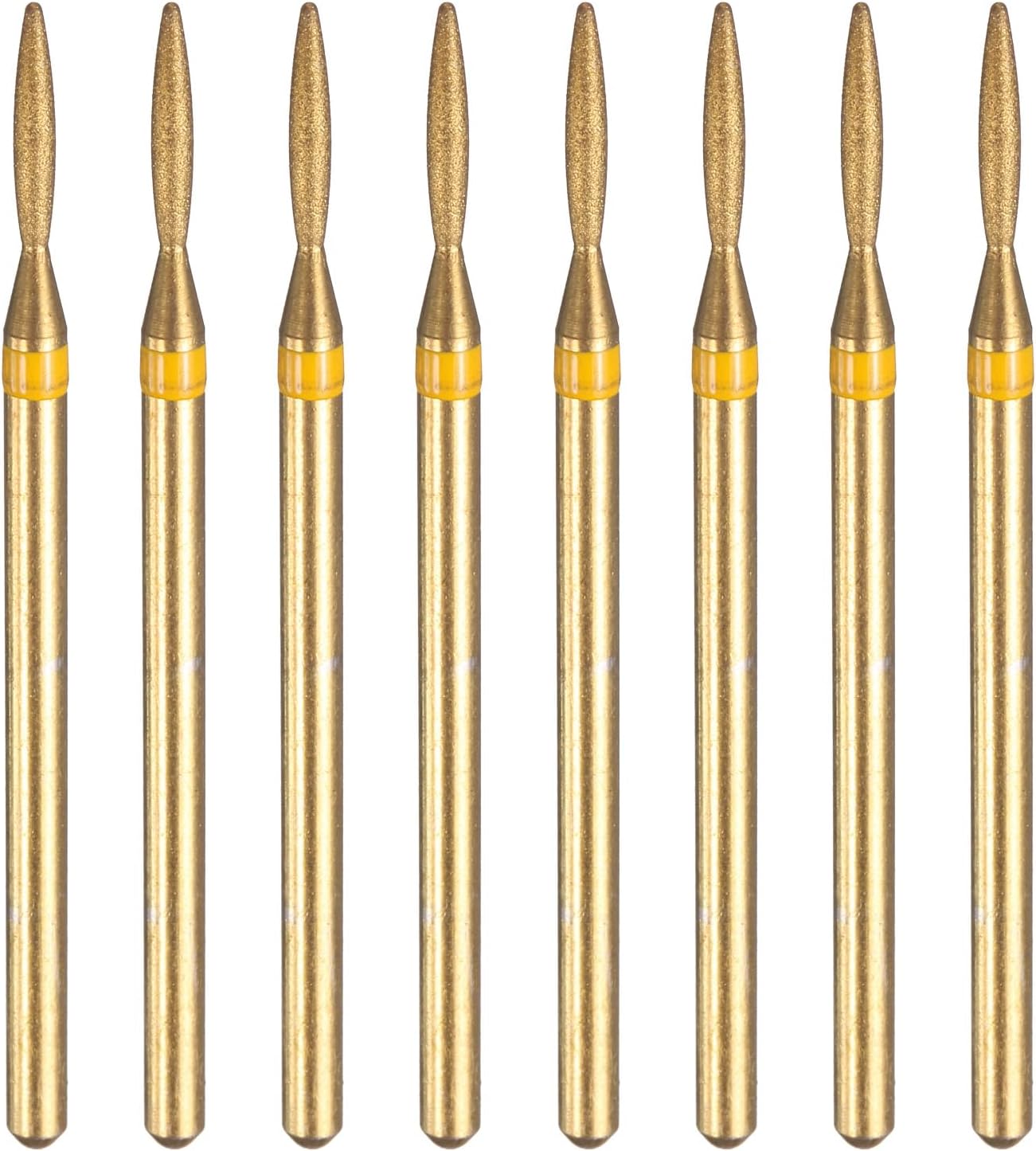 HARFINGTON 8pcs 325-400 Grits Diamond Grinding Bit 1.6mm Oval Head 2.35mm Shank 8mm Length Titanium Plated Stone Sanding Drill Bits Rotary Tool for Nails Grinding Polishing