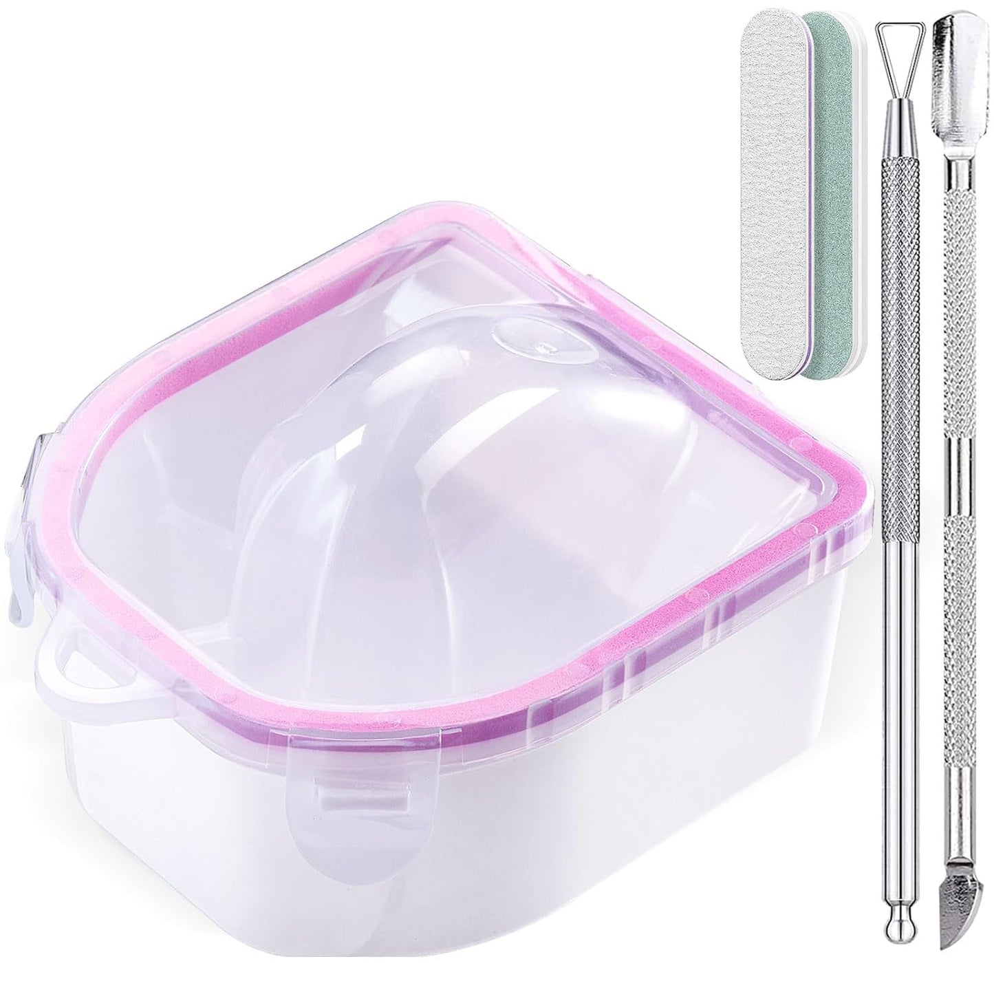 Quaferen Nail Soaking Bowl Acetone Proof: Soak off Gel Polish Dip Powder Remover Manicure Bowl with Triangle Cuticle Peeler and Cuticle Pusher for Women Nail Beginners Home Salon(Single Pink)