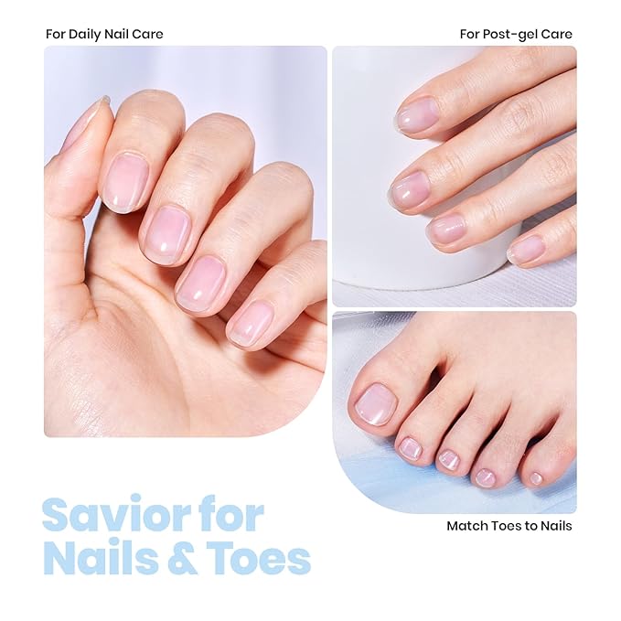 Beetles Nail Strengthener - Oceanic Blue Nail Concealer Air Dry Natural Nail Strengthener and Growth for Damaged Thin Nails Repair Weak Nails Fingernail Strengthening Women Gift 0.51 FL OZ