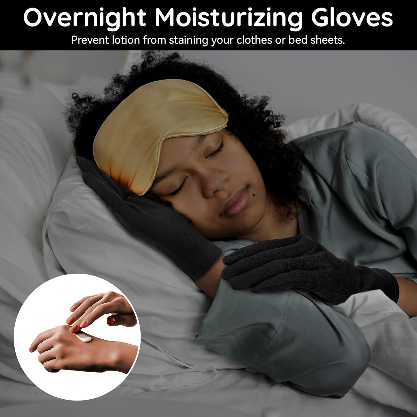 Segbeauty 12 Counts Black Cotton Gloves Overnight, 6 Pairs Lotion Moisturizing Hand Cotton Gloves for Men, at Home Spa Gel Moisture Glove for Working, Soft Sleep Lotion Glove Skin Care Extra Large