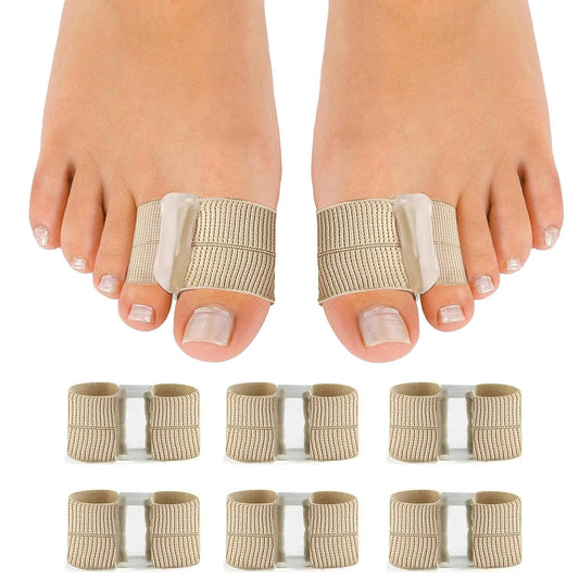 6 Pack Big Toe Separators, Gel Bunion Corrector with Elastic Band for Overlapping Toe Silicone Toe Spacers for Hallux Bunion Relief