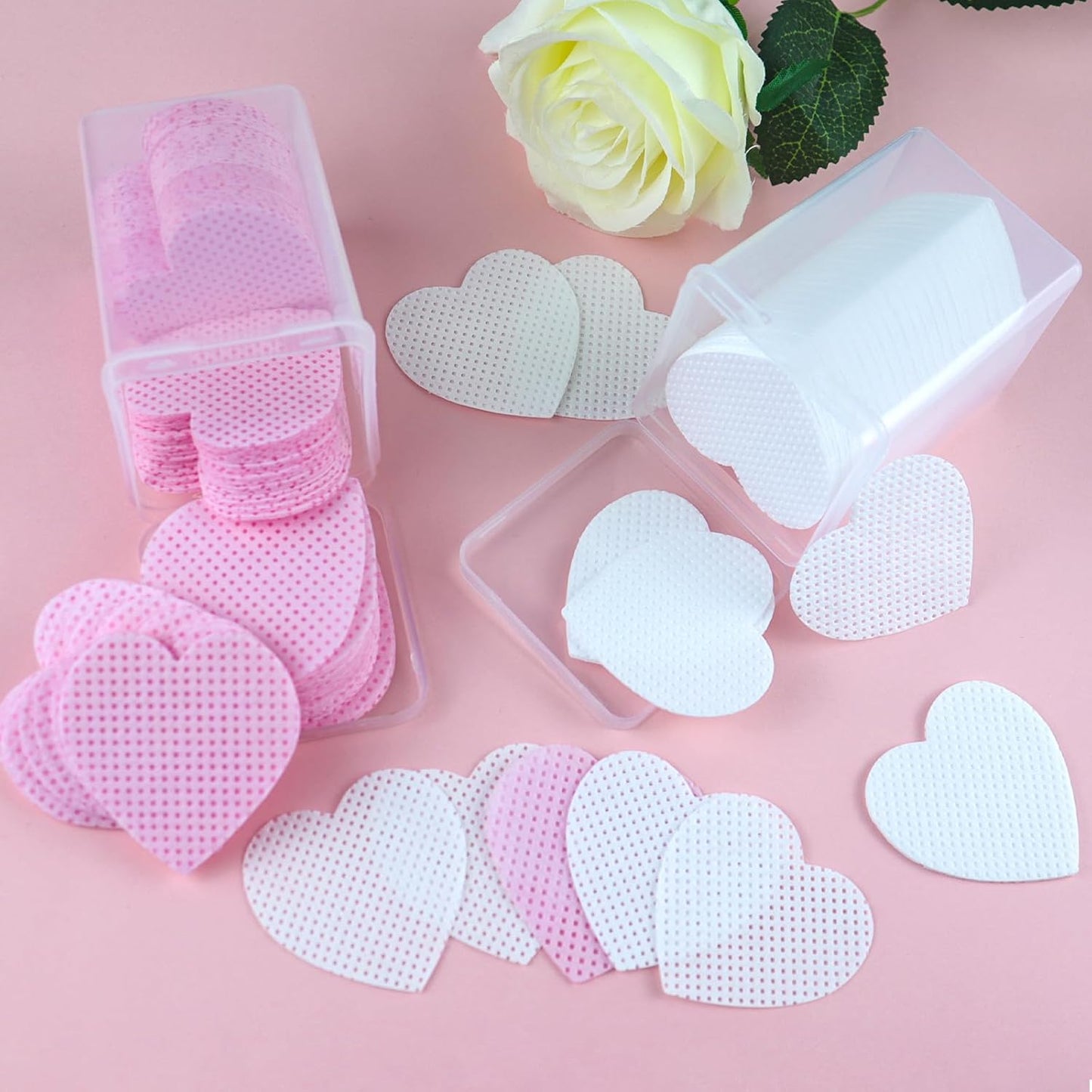 400Pcs Lint Free Nail Wipes,Nail Polish Remover Wipes,Eyelash Extension Glue Wipes,Nail Polish Remover Pads,Nail Supplies,for Lash Extension Supplies,Nail Art(White,Pink)
