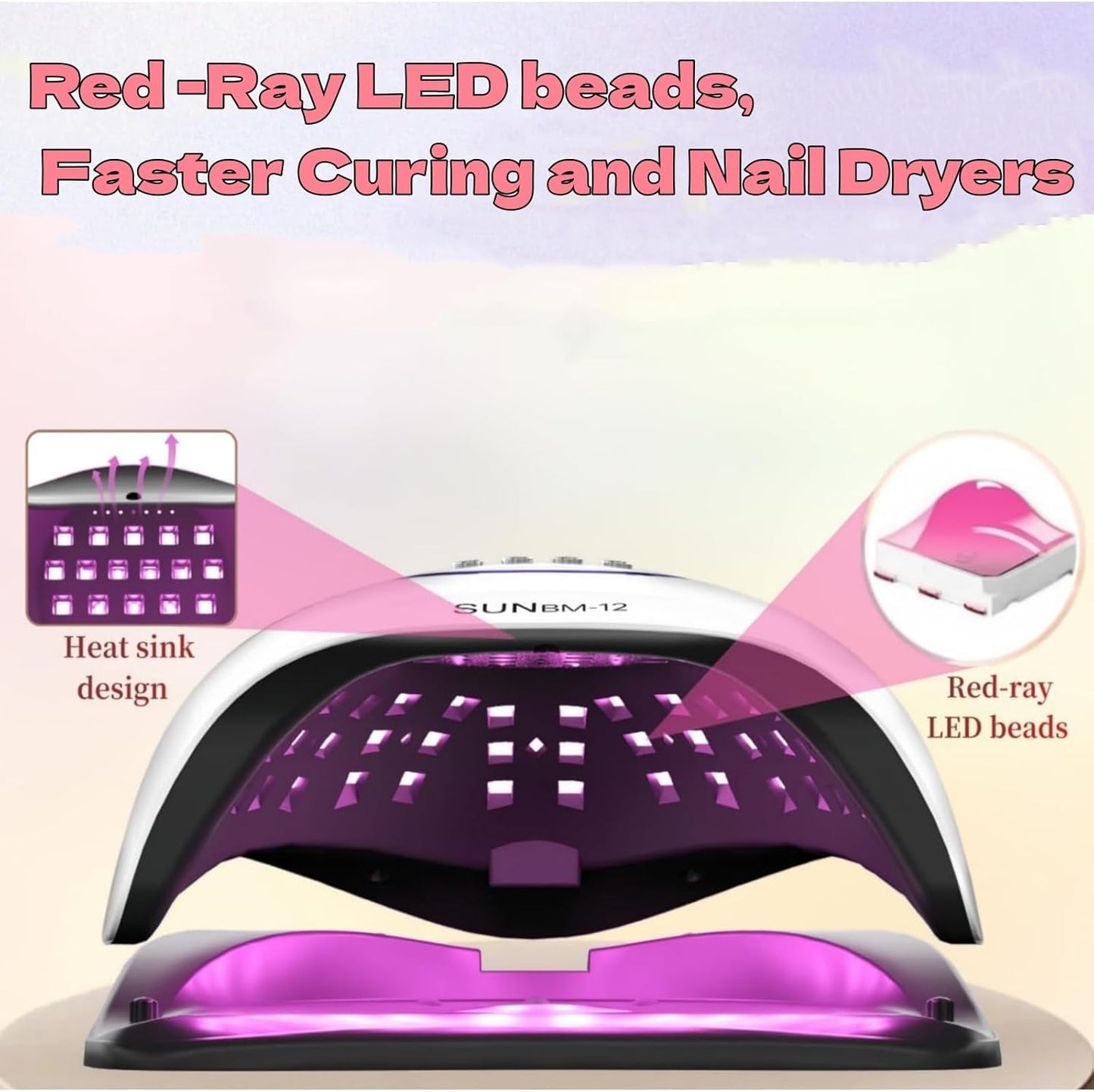 UV LED Nail Lamp with 72 Beads, 300W Nail Curing Lamps for Gel Polish with Automatic Sensor/4 Timer Setting,Led Nail Dryer, Professional Nail Art Drying Tools