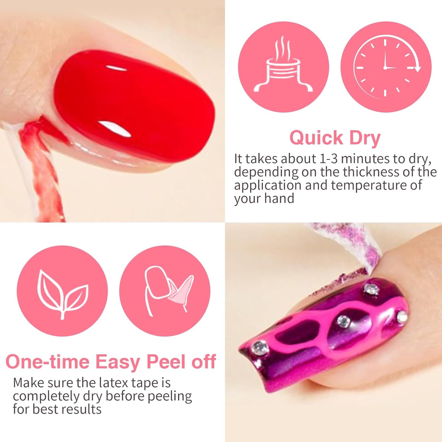 Gel Polish Remover Kit for Nails, 15ml Gel Polish Remover with 15ml Liquid Peel off Latex Tape, Fast Removal in 3-5 Minutes, No Soaking Or Wrapping, Peel Off Barrier Protector