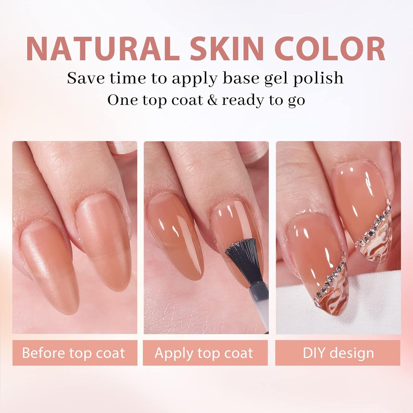 BTArtbox Almond Nail Tips - Brown Soft Gel Nail Kit with 150 pcs Medium Fake Nails, Gel Nail Glue, Top Coat, Nail Lamp, Pre-colored Press on Nails for Nail Art