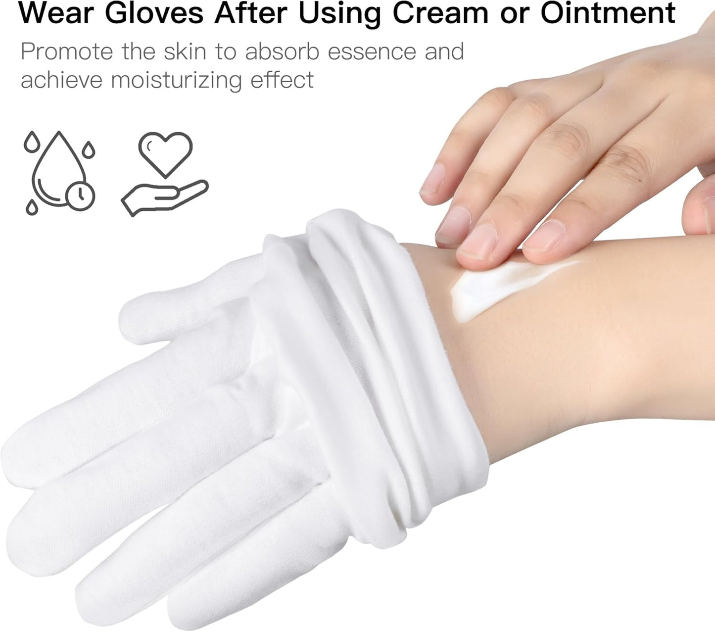 12 Pairs Cotton Moisturizing Gloves and Socks Set (1 Washing Bag Included), Dry Hands Feet Overnight Lotion SPA Treatment, Eczema Skin Friendly, Breathable and Soft Glove Liners for Summer