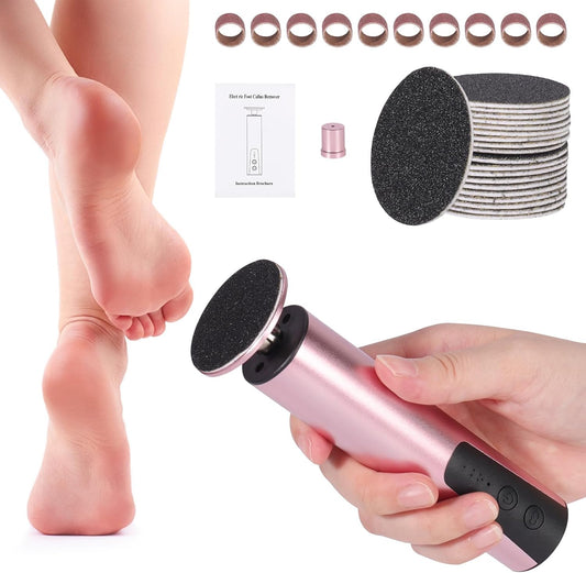 Electric Callus Remover for Feet, 6-Speed Pedicure Tool with 2-in-1 Rechargeable Foot File Callus Remover with USB Charging & 3 Types of Sandpaper, Dead Skin Remover for Dry Cracked Heels (Pink)