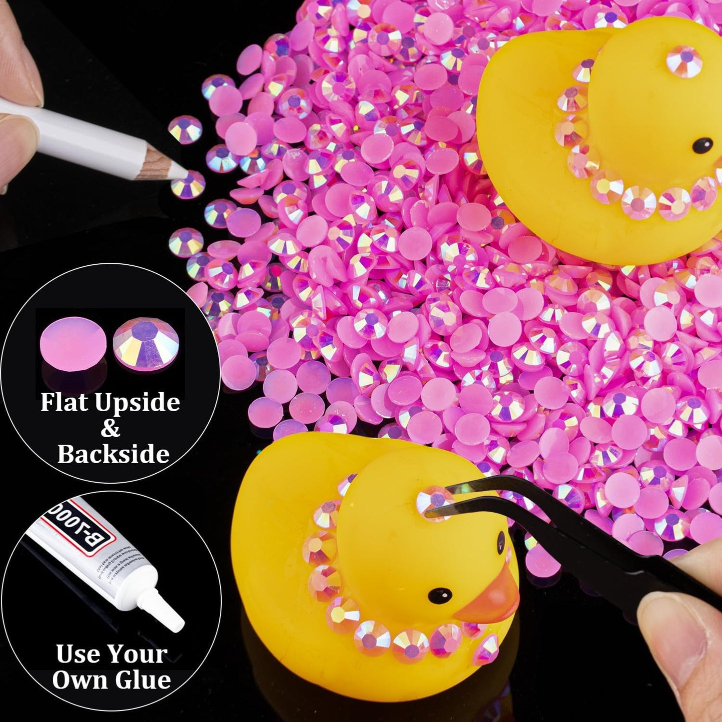 2000pcs 6mm Resin Rhinestones Bulk, Pink AB Flatback Round Jelly Rhinestones Bedazzling Non Hotfix Crystal Gems Large Quantity Wholesale for DIY Crafts Clothes Bottles Tumblers Face Makeup Manicure