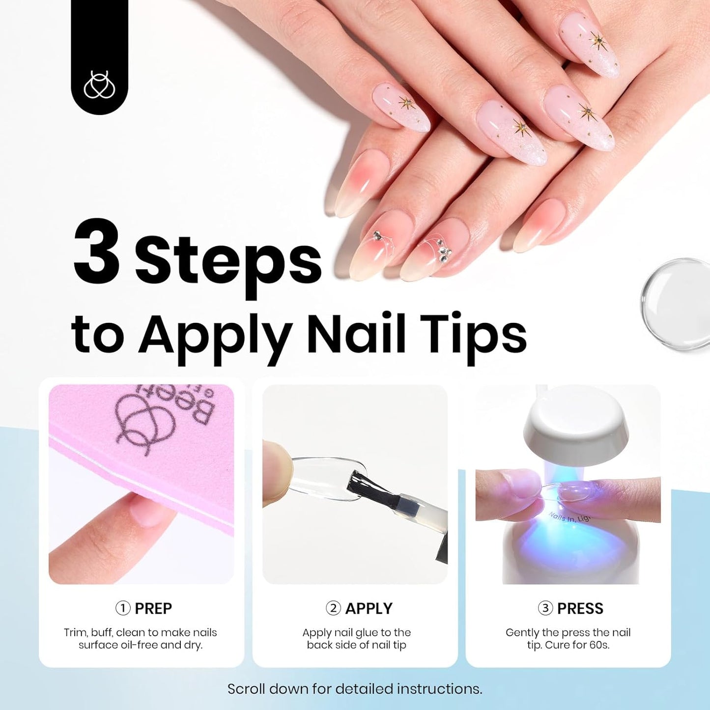 beetles Gel Polish 9 In 1 Gel Nail Glue for Clear Acrylic Nail Tips 2 Pcs 15ml Long Lasting Nail Gel Kit for False Nails Tips, Base Blooming Nail Gel, Christmas Nail Art, U V Light Required