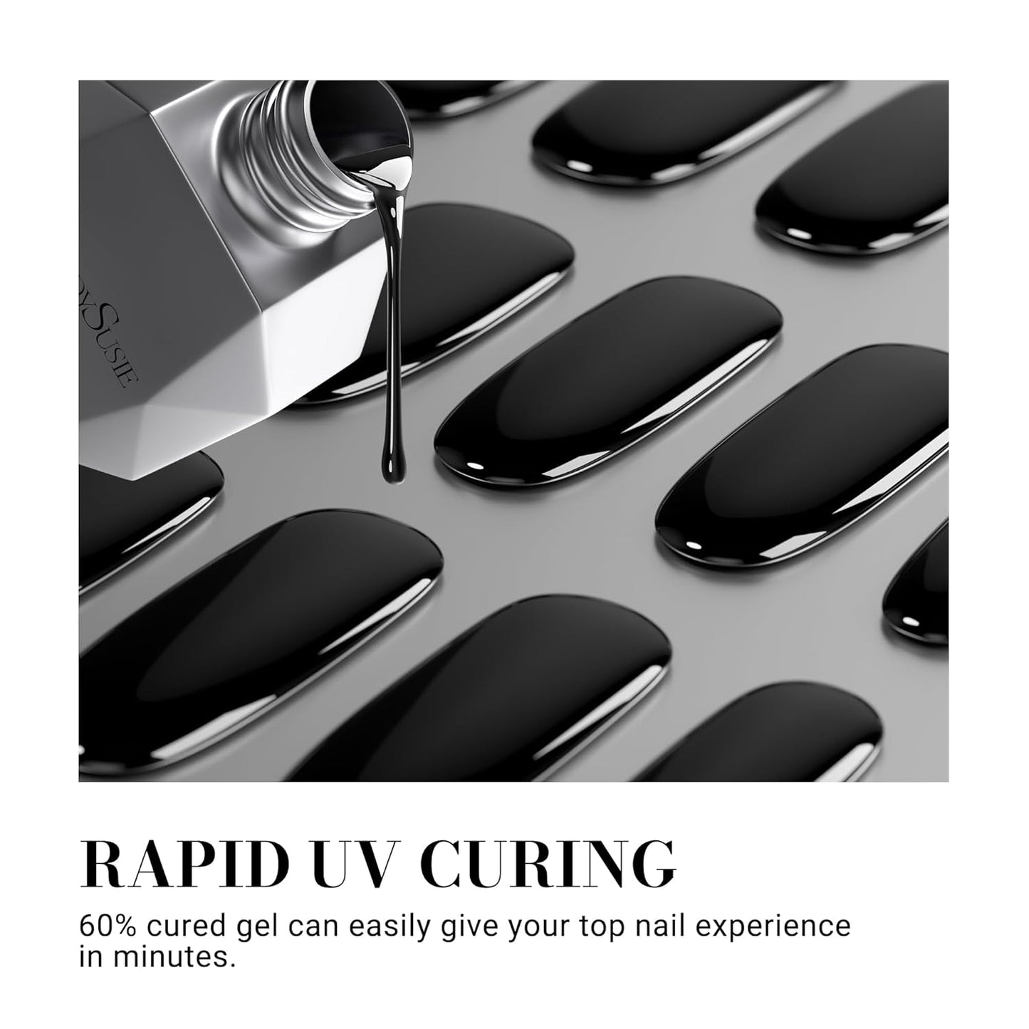 MelodySusie Semi Cured Gel Nail Strips, Black, Gel Nail Stickers Work with Any Nail Lamps, Salon Quality, Long Lasting, Easy to Apply and Remove, Includes 30Pcs Nail Wraps