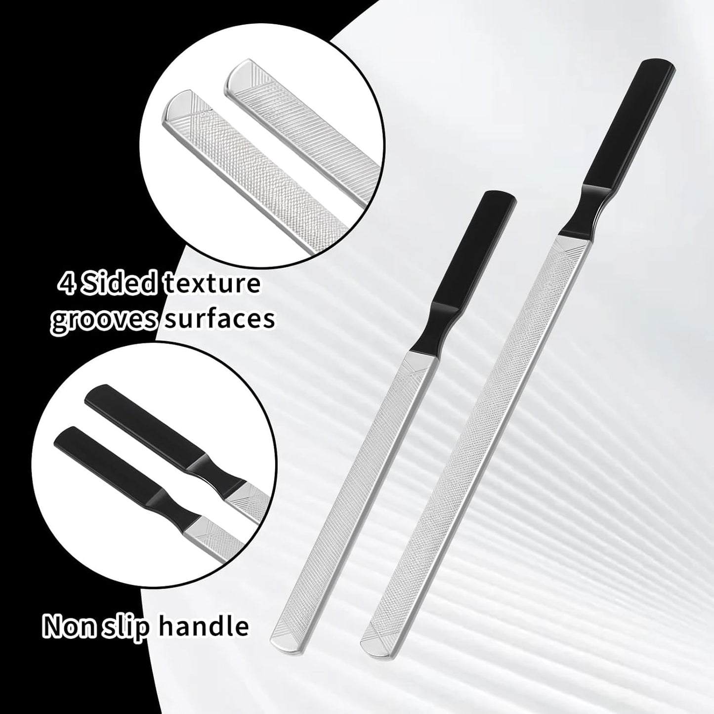 Toe Nail Files for Thick Nails Stainless Steel Double-Sided Professional Nail Dresser for Men Seniors Dogs 4 Pieces Set